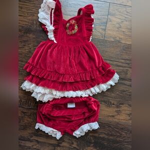 Bums and roses ruby red velvet tier Christmas dress